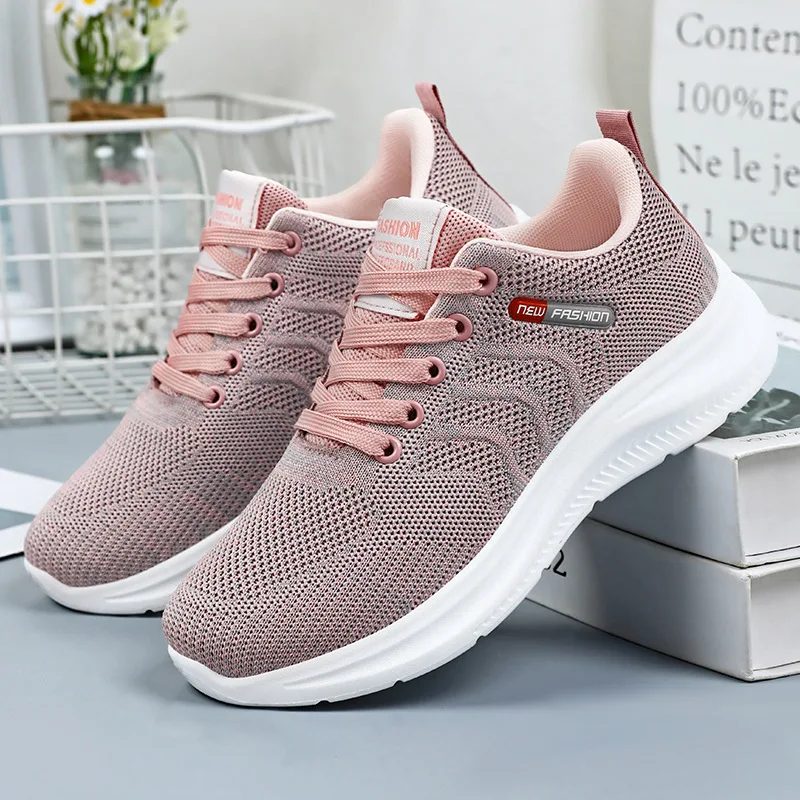 

Women's shoes, breathable women's casual shoes, solid color versatile sports shoes, mesh surface comfortable running shoes