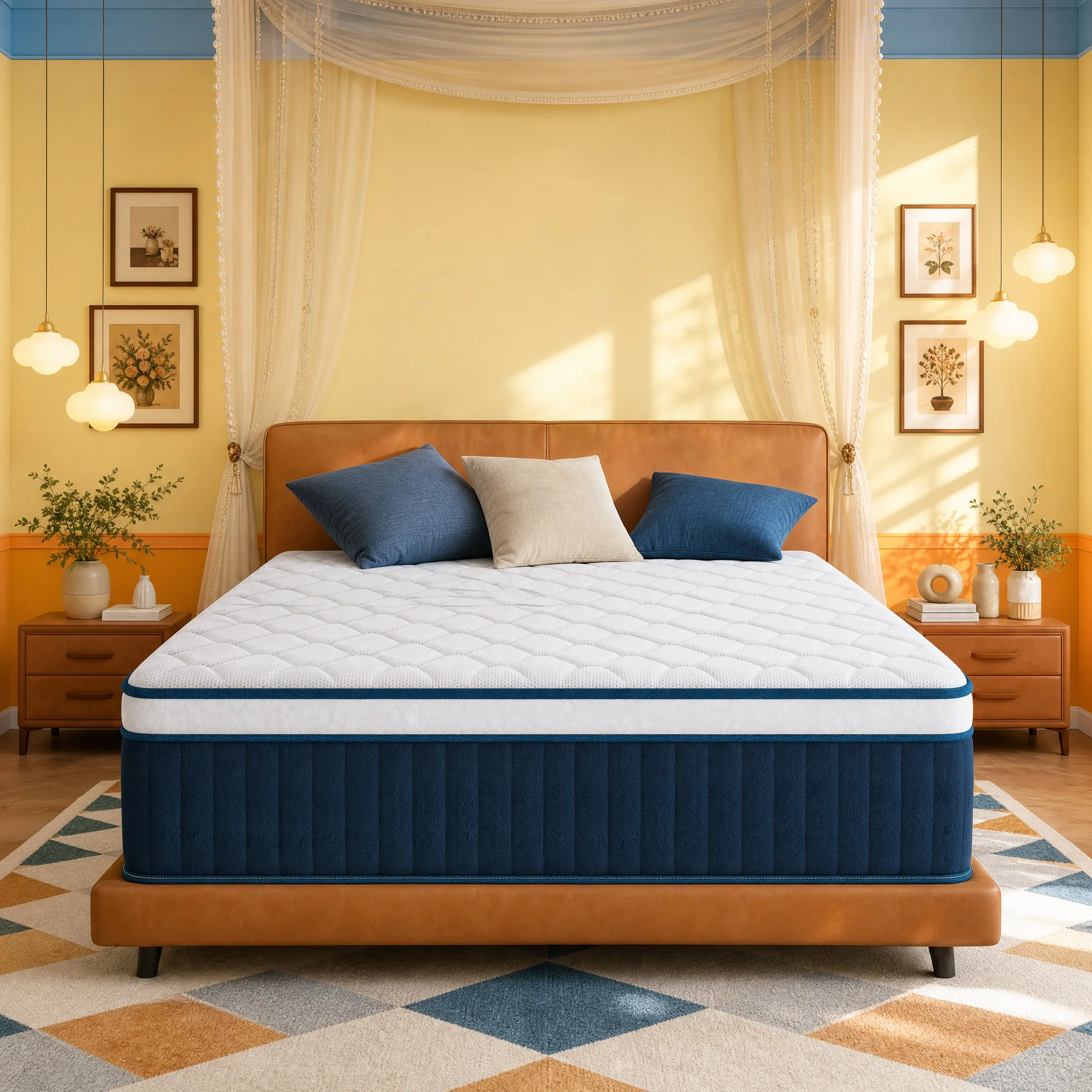 Mutesleep 14 Inch King Size Mattress, Pocket Spring Hybrid Memory Foam Bed in a Box, Motion Isolation Pressure Relief