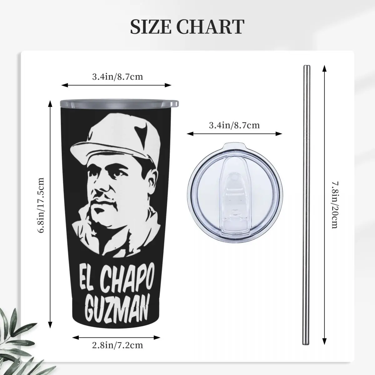 Joaquin El Chapo Guzman Narcos Crime TV Pablo Escobar Stainless Steel Tumbler Mug Thermal Cold Cups Straws With Lid 20oz