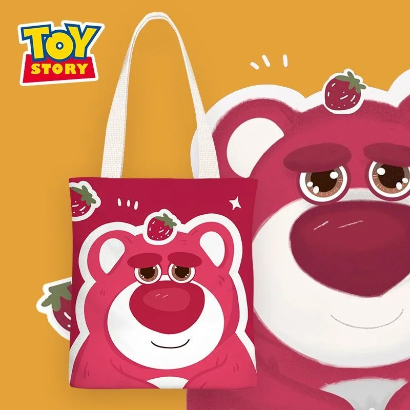 

Disney Toy Story Lotso Buzz Lightyear Animation Fashion Zipper Canvas Shoulder Bag Student Class Work Large Capacity Bag Gift