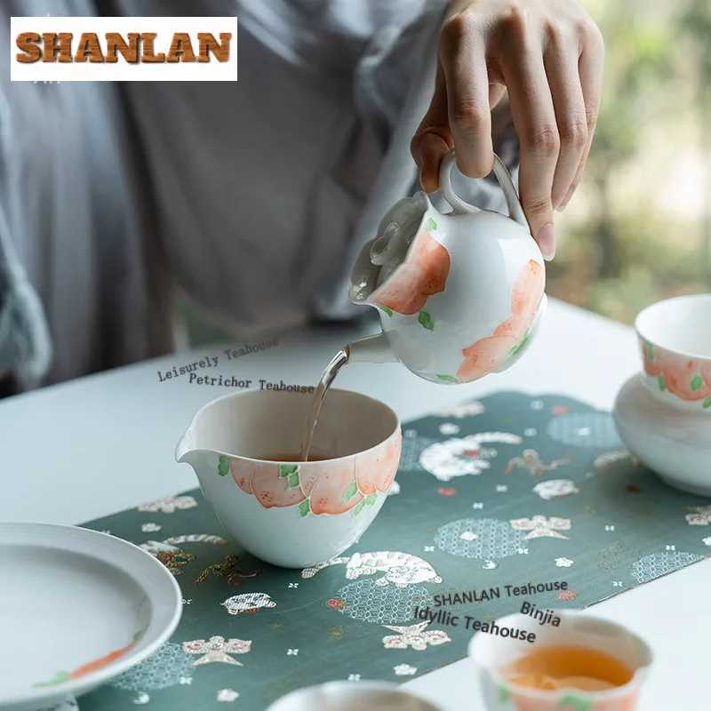 180ml Hand Painted Longevity Peach Tea Pitcher Pour Tea Cha Hai Dispenser Household Justice Cup Fair Mug Drinkware Supplie Craft