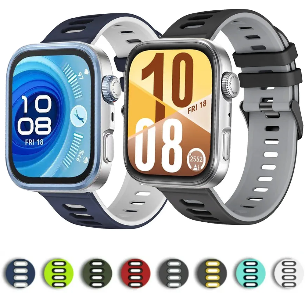 Sport-Silikonarmband für Huawei Watch Fit 3/4/4 Pro Zweifarbiges Komfortables Armband für Huawei Watch Fit 4 Pro Zubehör