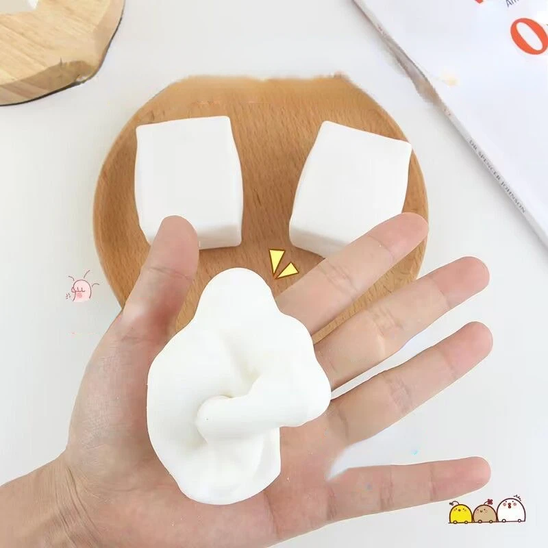 3D Tofu Decompression Fidget Toys Cute Soft Cube Mochi Squishy Toys Make Me Relaxed Toys Japanese Food Toy Students Adult Gifts