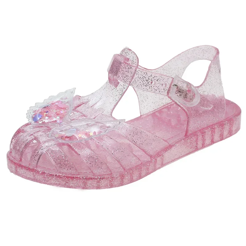 New summer kids baby princess Roman shoes girls beach sandals crystal jelly shoes sandals glitter butterfly children\'s sandals