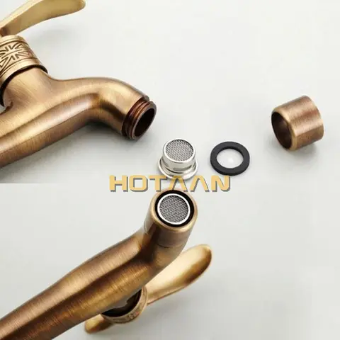 Lång trädgårdsanvändning Bibcock kran kran kran Antik mässing Finish Badrum Väggmontering Tvättmaskin Vattenkran Kranar YT-5156 12 best sales mässingskran - №5