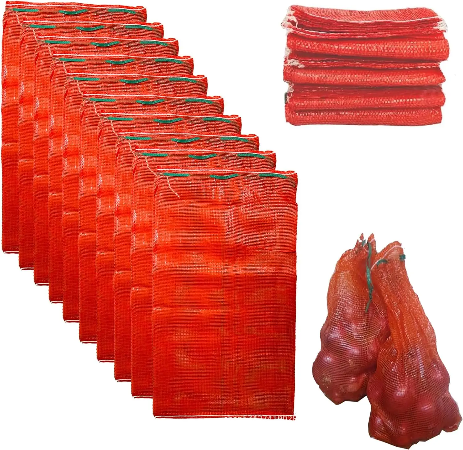 

Mesh Onion Bags-50 Pack Reusable Vegetable Storage Bags with Drawstring, Breathable Mesh Produce Bags fo otatoes, Onion