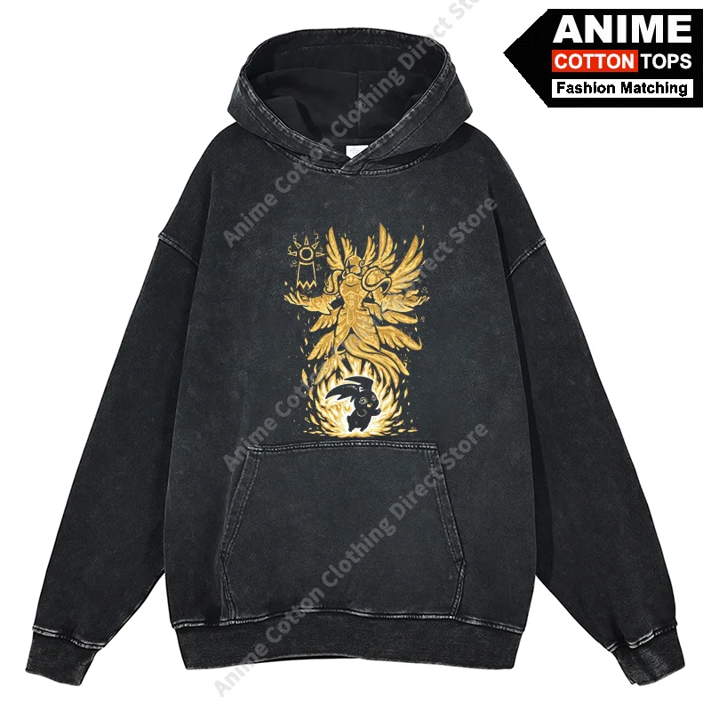 Anime Digimon Adventure Hoodies Cotton Washed Vintage Warm Oversized Sweatshirt y2k Harajuku Unisex Loose Tracksuit Pullover Top