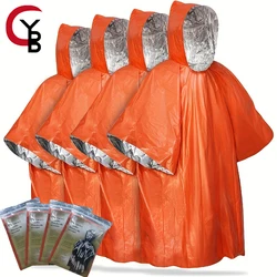 YANBIGUO Emergency Rain Poncho with Hood - 4 Pack, PE, Water-Resistant & Thermal Mylar Lined, Survival Blankets for Camping Gear