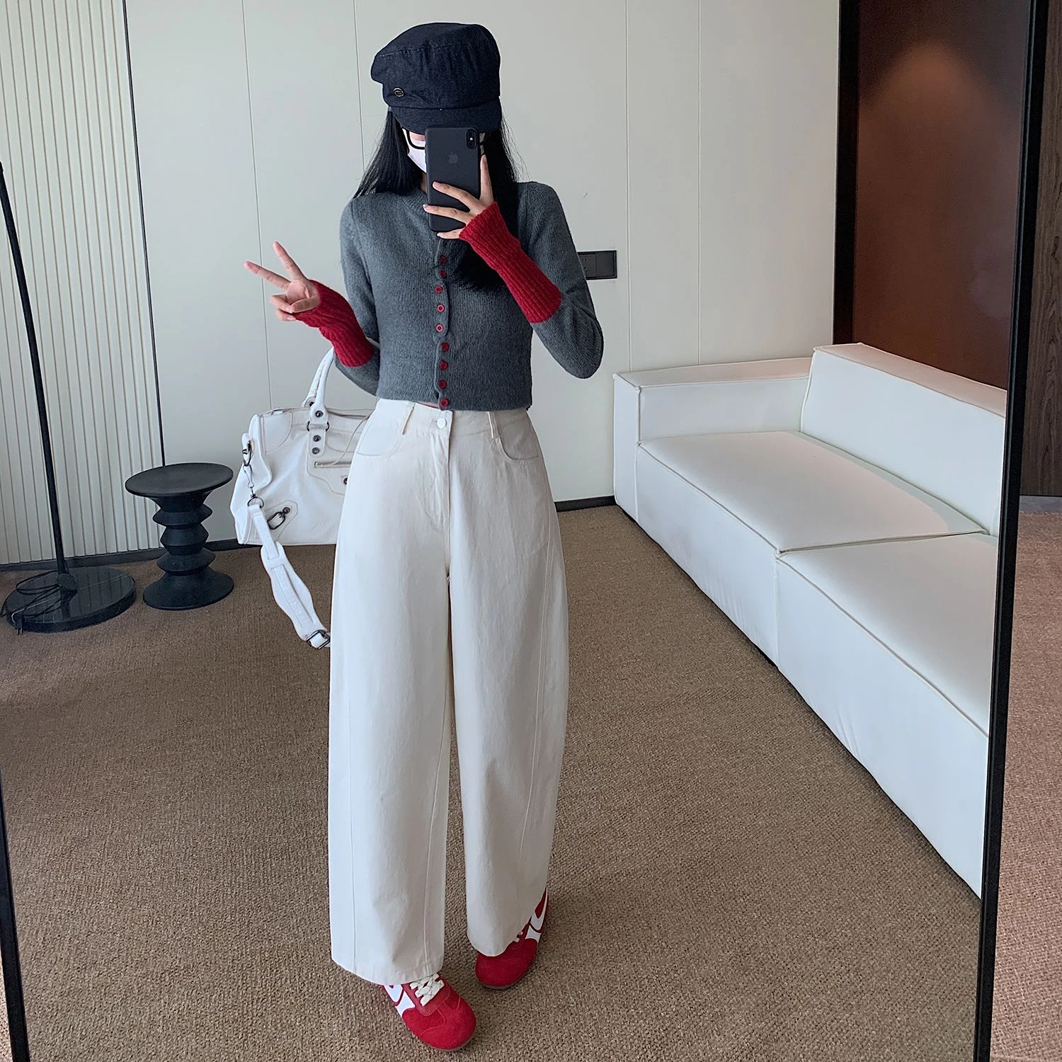 ZHISILAO กางเกงยาวถึงข้อเท้าผู้หญิงสง่างามออฟฟิศเลดี้วินเทจผ้าฝ้ายกางเกงขากว้างฤดูใบไม้ร่วงฤดูหนาว 2025