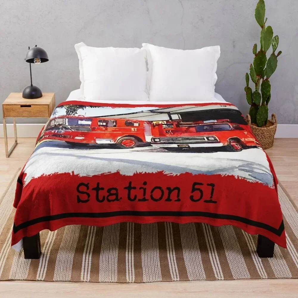 Fire Station 51, Emergency TV Show, Firetruck Throw Blanket Plaid on the sofa Travel Blankets