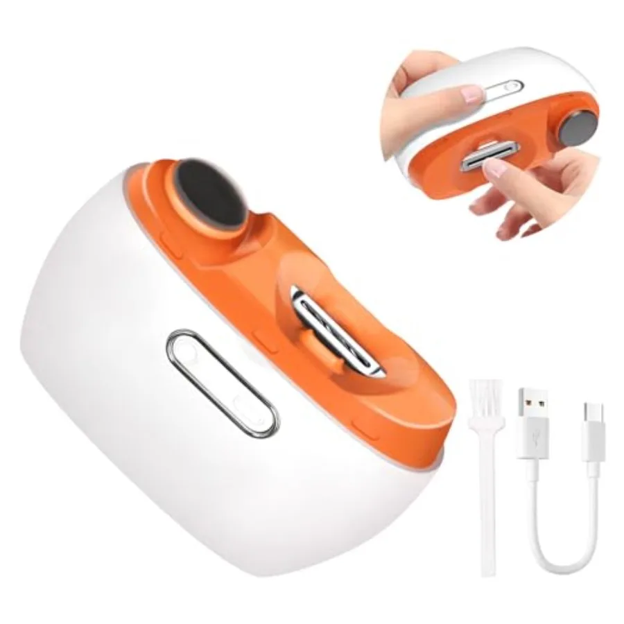 

Electric Nail Clipper with Nail File 2 in 1 Rechargeable Gentle Nail Trimmer with LED Light for Baby and Seniors Safe and Easy