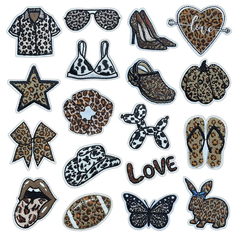 Cute Cartoon Leopard Print Emblem Clothing Accessories Badge Sticker Embroidered Embroidery Sticker Iron-on Patches