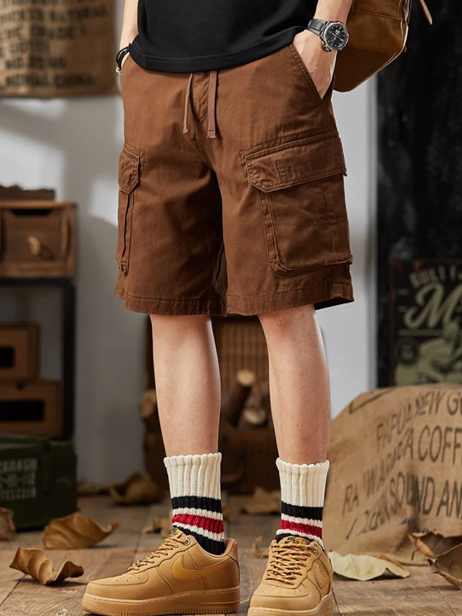 

Американские мужские летние брюки в стиле ретро, свободные универсальные шорты для спецодежды, модные брендовые повседневные шорты большого размера с несколькими карманами