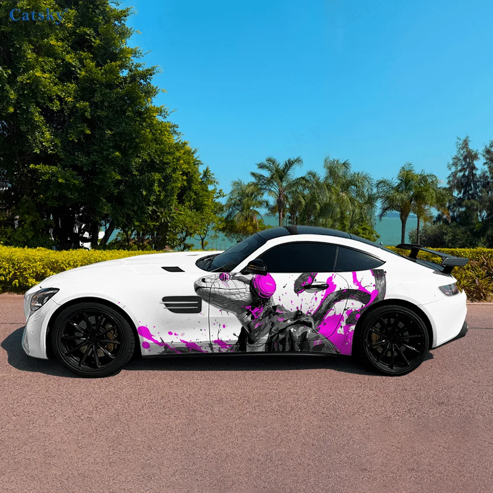 

Music Snake Man Color Splash Car Vinyl Wraps Decal Self-adhesive PVC Sticker Suitable for Trucks SUV Decor Auto Accessories Gift