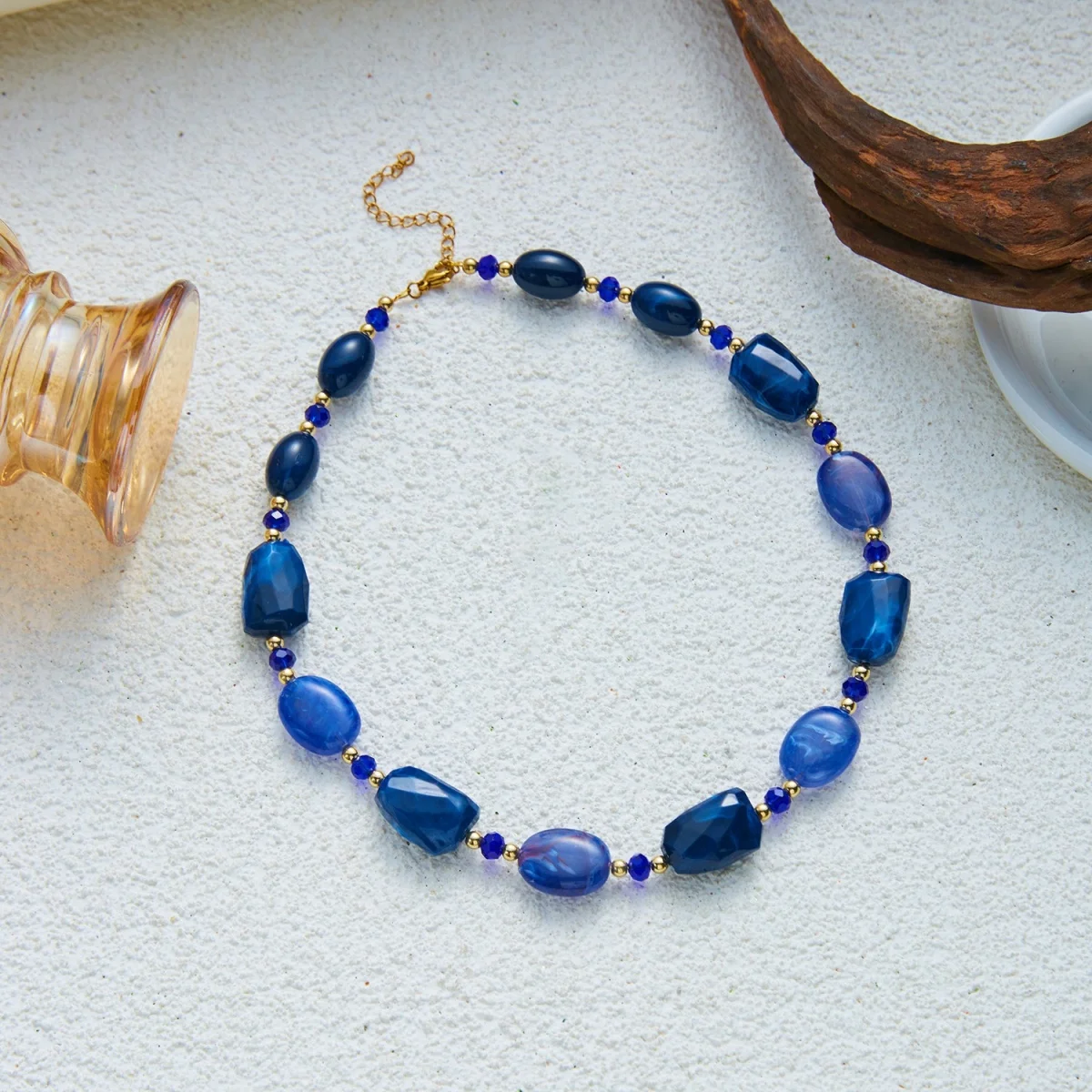 Vintage Unregelmäßige Braune Acryl-Perlenkette für Damen und Herren, Lässiger Minimalistischer Kristall-Abstandsperlen-Choker, Ins Ästhetischer Schmuck – Detail 28