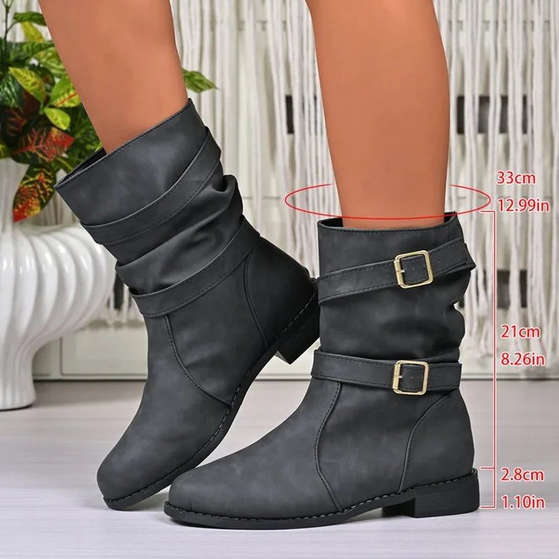 

Fashion NEW Autumn And Winter New Large-size Fashion Niche Korean Version British Style Low-heeled Retro Boots Medium Boots 2026