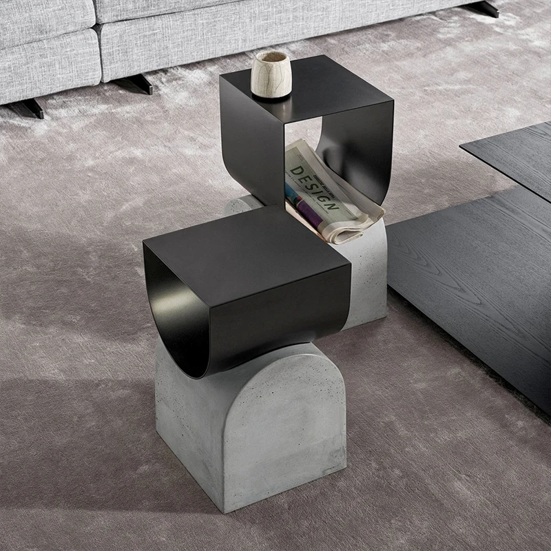 CX036CJ Modern creative design simple coffee table iron and cement side table for living room