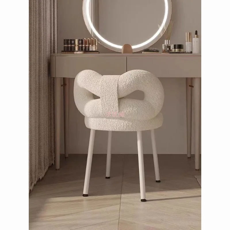 

Simple bedroom makeup chair, cream wind makeup stool, lamb wool dresser chair