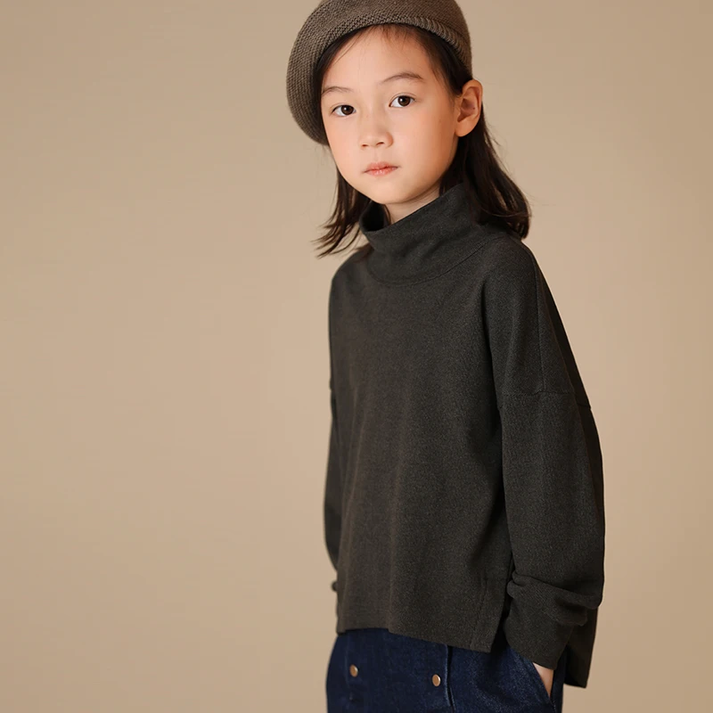 

children clothing T-shirt teen girls clothes boys tops Solid short fashion casual tees spandex Turtleneck kids shirt Winter