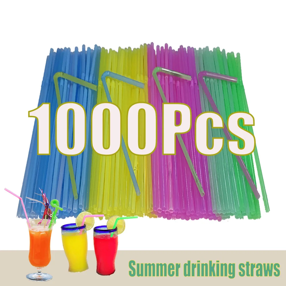 Pajitas de colores para beber de 50-1000 piezas, suministros flexibles para bodas, bares y fiestas, cocina, venta al por mayor