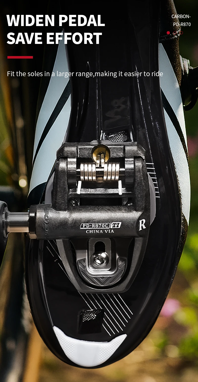 BUCKLOS Fahrradpedale Rennrad-Klickpedale aus Carbon-Nylon, Ultraleichte Selbstverriegelnde Plattformpedale für Gravel-Radsport – Detail 10