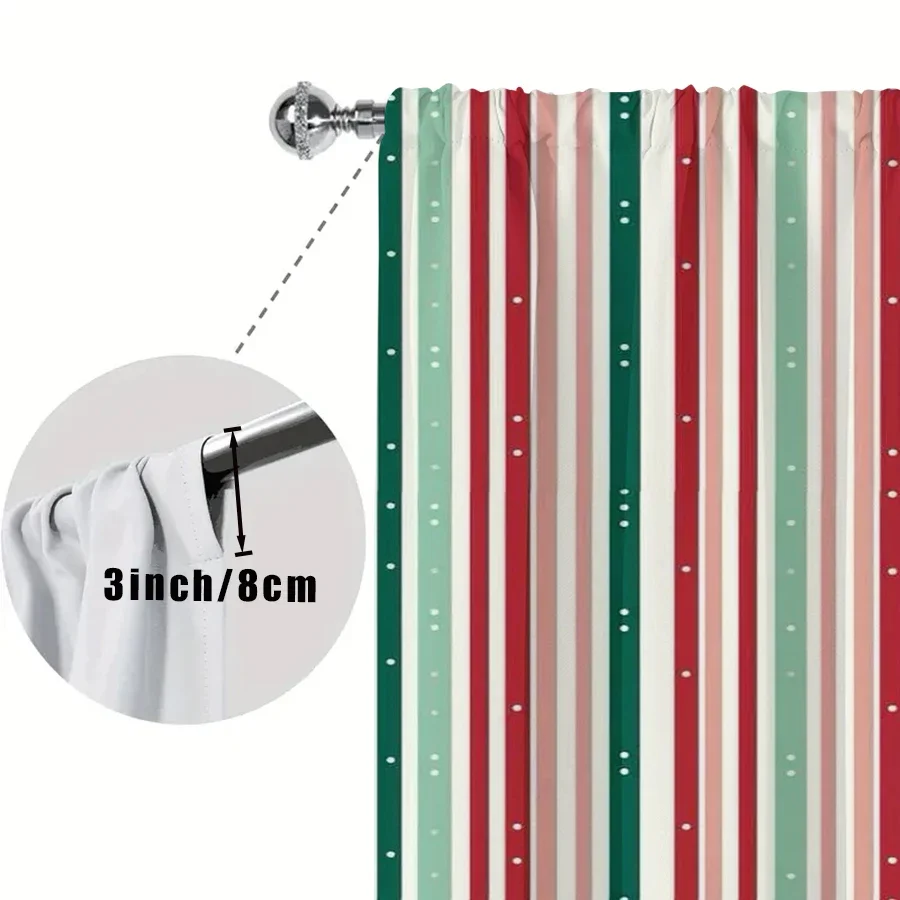 Modern Striped Curtains Living Room Window Drapes Beige Red Green Vertical Pattern Light Filtering Home Decor