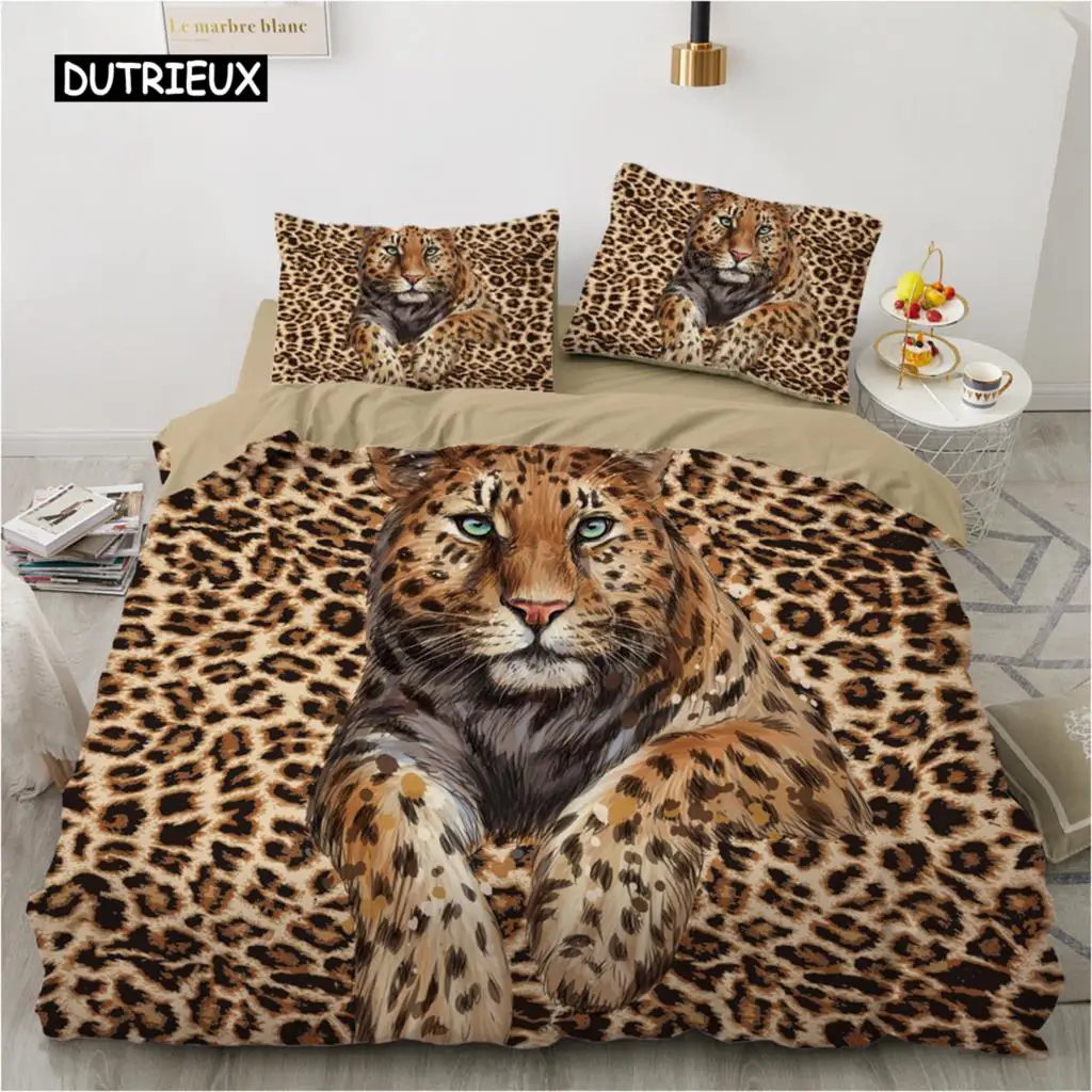 

Luxury Leopard Print Bedding Set Queen King Double Duvet Cover Comfortable Quilt Cover Bed Set Animal Leopard Wild Animal Theme