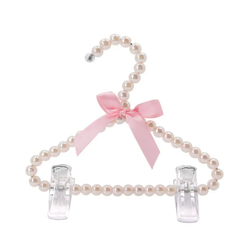 

2pcs 24/30cm Pearl Hanger Bow Tie Bride Durable Hanger for Adult Pegs Clothes Elegant Organizer Clothespins Wedding Dress Hanger