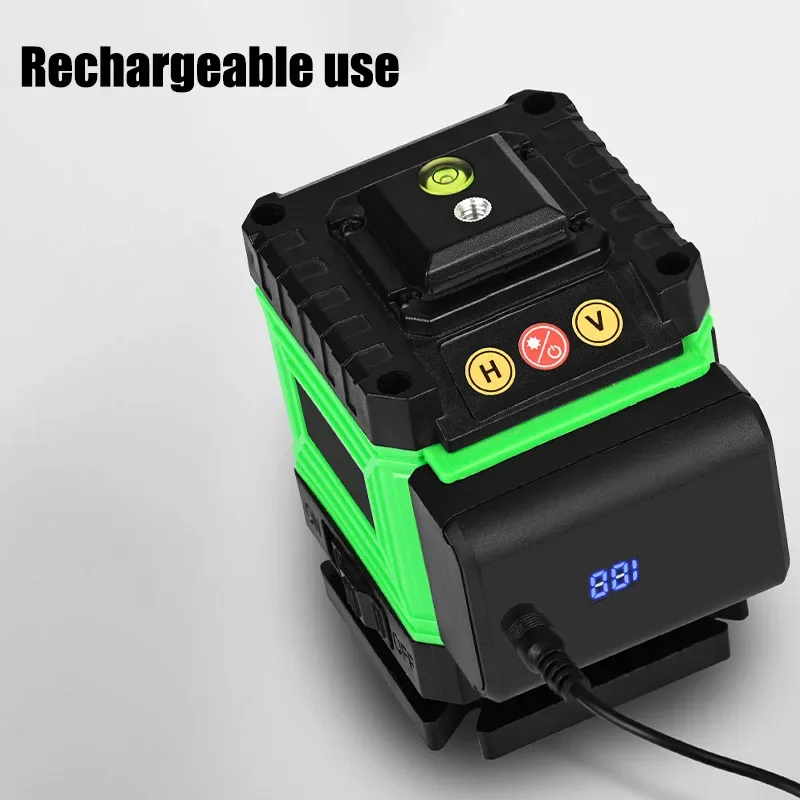 2400mAh Chargeable Laser Level Battery Digital display  for 8/12/16 Lines Leveling Tool Magnetic attraction