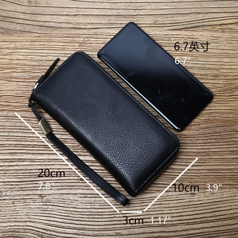 NZPJ Leder Lange Brieftasche Natürliche Rindsleder Kupplung Tasche Große Kapazität Bankkarte Tasche Multi Funktion Brieftasche Casual Mobile Tasche – Detail 2