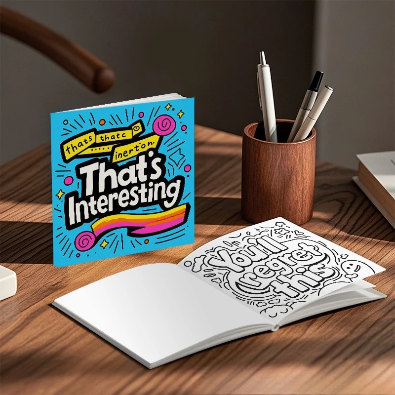 Fun That's Interesting Coloring Book Cute Pop Art Letter Doodle Rainbow Sketch Notebook
