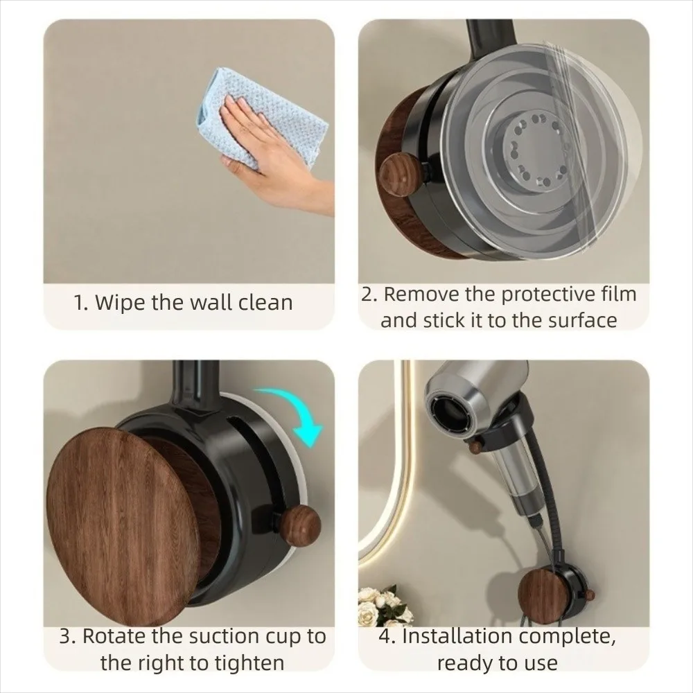 مع شفط كأس حامل مجفف الشعر تدوير قابل للتعديل مجفف الشعر تخزين الرف الحائط مكواة فرد الشعر حامل الحمام