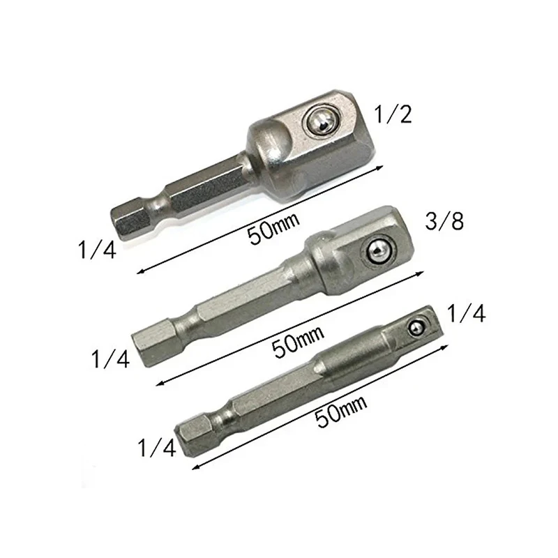 3PCS Hex Shank to 1/4 