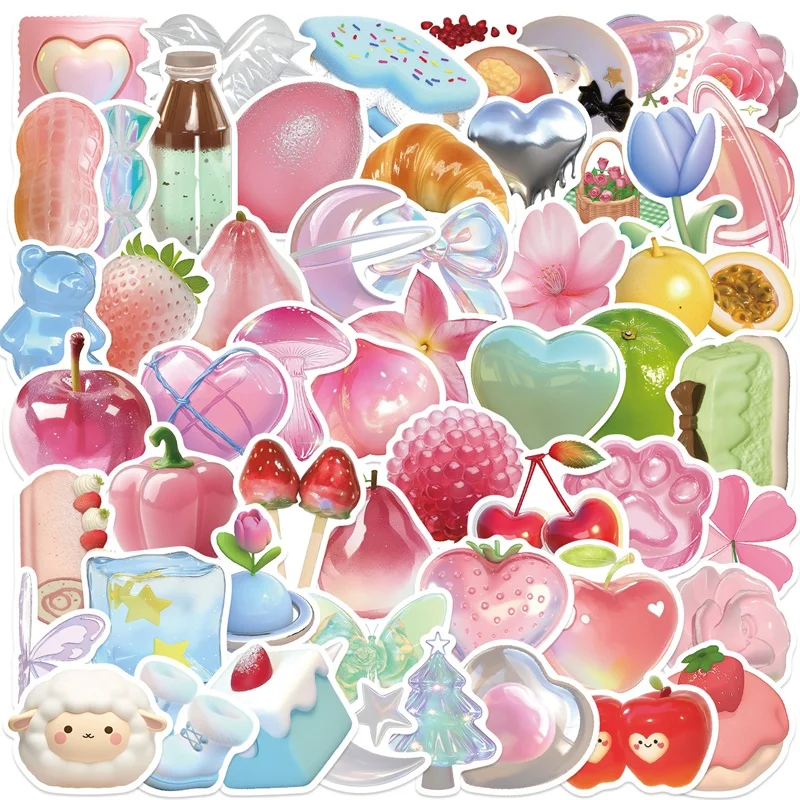 

10/30/50PCS Kawaii Colored 3D PVC Sticky Sticker Aesthetic DIY Decoration Scrapbooking Hand Accounting Supplies for Kids