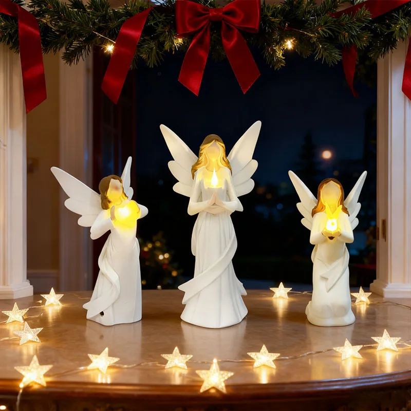 1-teiliges Engelskerzen-Skulpturenlicht (Batterien nicht im Lieferumfang enthalten), Dekoration für Weihnachts-, Erntedankfest- und Chanukka-Atmosphäre