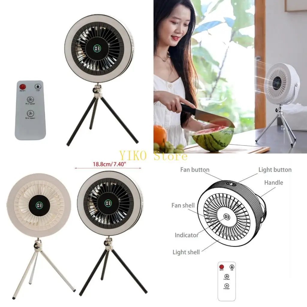 

K32C Вентилятор с дистанционным управлением Перезаряжаемый электрический вентилятор для наружного светодиодного охладителя для