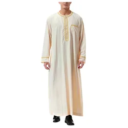 Abaya Muslim Men Clothing Islam Dresses Fashion Kaftan Pakistan Caftan Saudi Arabia Jubba Thobe Moroccan Dubai Musulman Black