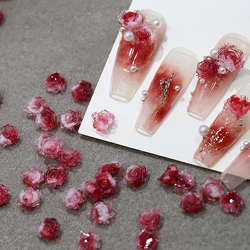 40/50pcs Mixed Size Pink Rose Flower Ice Transparent Nail Rhinestone Decoration Glass Shiny Nail Charms DIY Manicure Accessories