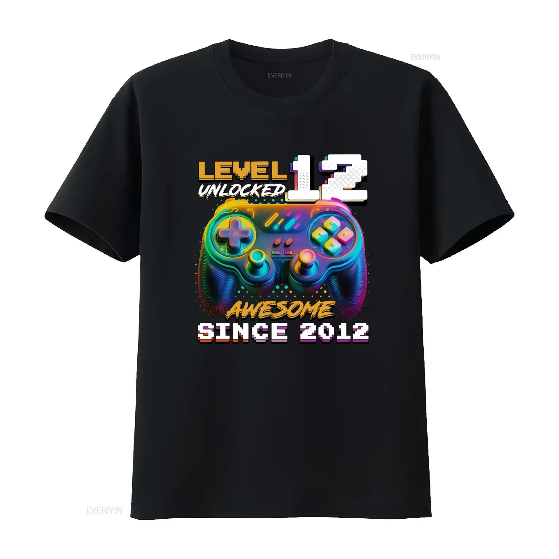 Level 12 Unlocked Awesome Since 2012 Gamer T Shirt For Year Old Girl Boy vintage Washed Unisex Versatile fashion