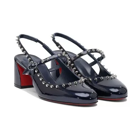 Rivet Mary Jane Slingback Heels Ballet Sandalias De Mujer Patent Leather Tacones Dress Sandals Designer Talons Femme Dance