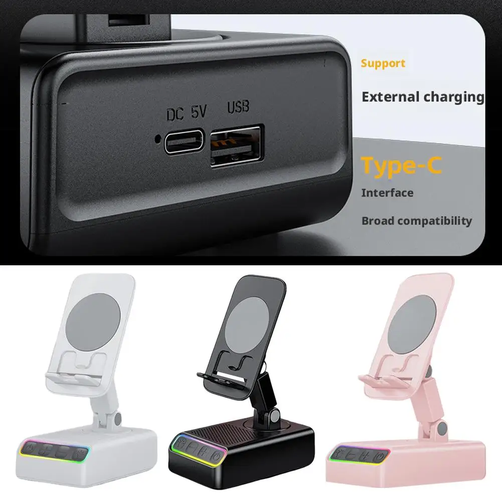 Adjustable Cell Phone Stand With Wireless Induction Bluetooth Speaker Wireless Audio Bluetooth Speaker Foldable Holder