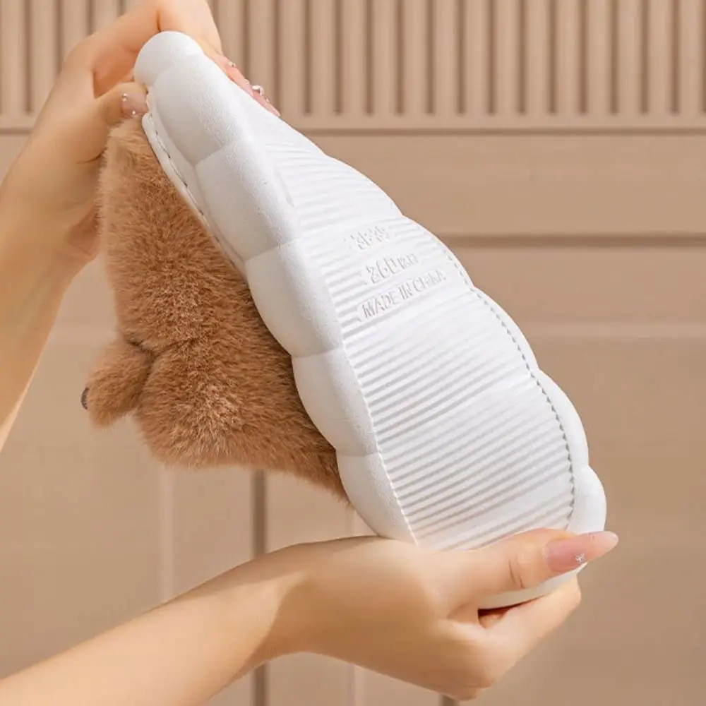 Houseshoes الشتاء كابيبارا النعال لينة المضادة للانزلاق الكرتون فروي النعال لطيف سميكة سوليد دفئا المنزل أحذية قطنية الهدايا