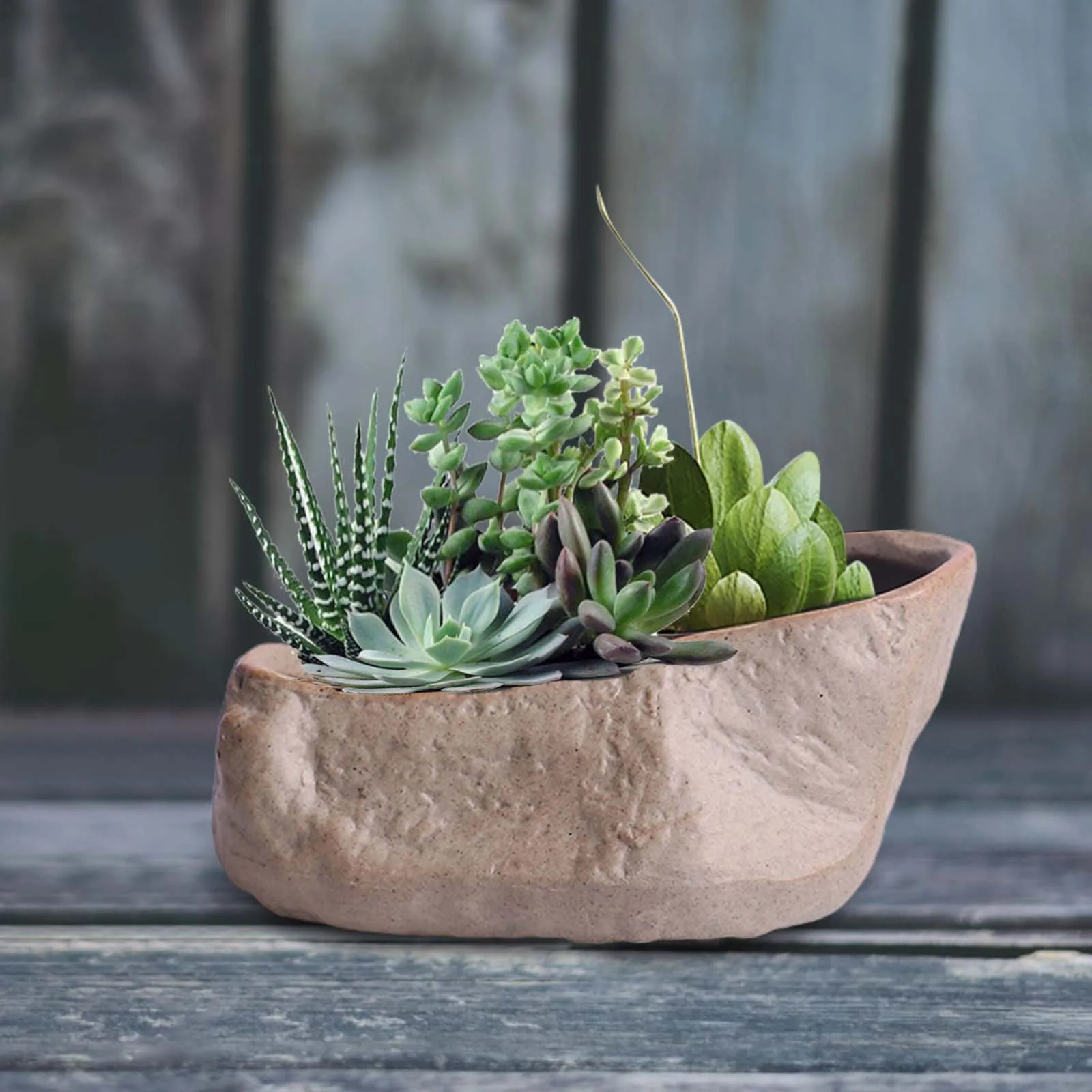 Ceramiczne pojemniki na sukulenty w kształcie kamienia Pojemniki na rośliny kaktusowe z otworem drenażowym Rośliny bonsai Doniczkowe na balkon