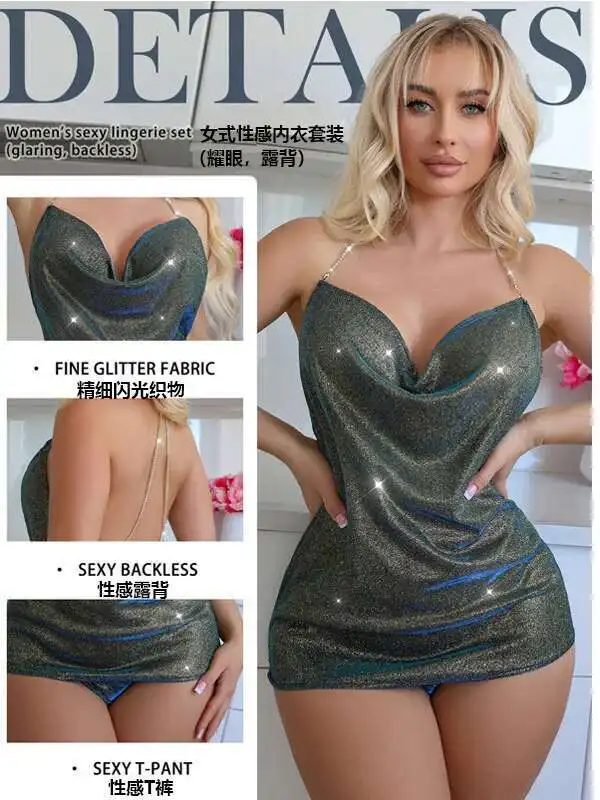 Sexy lingerie sexy profundo v fino espumante rendas até pendurado pescoço plissado saco de secretário nádegas vestido elegante encantador doce tdsy