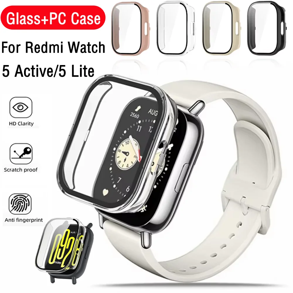 HD Tempered Glass+PC Case For Redmi Watch 5 Active Scratch prevention Protector Shell Redmi Watch 5 Lite Bumper Cover accessory