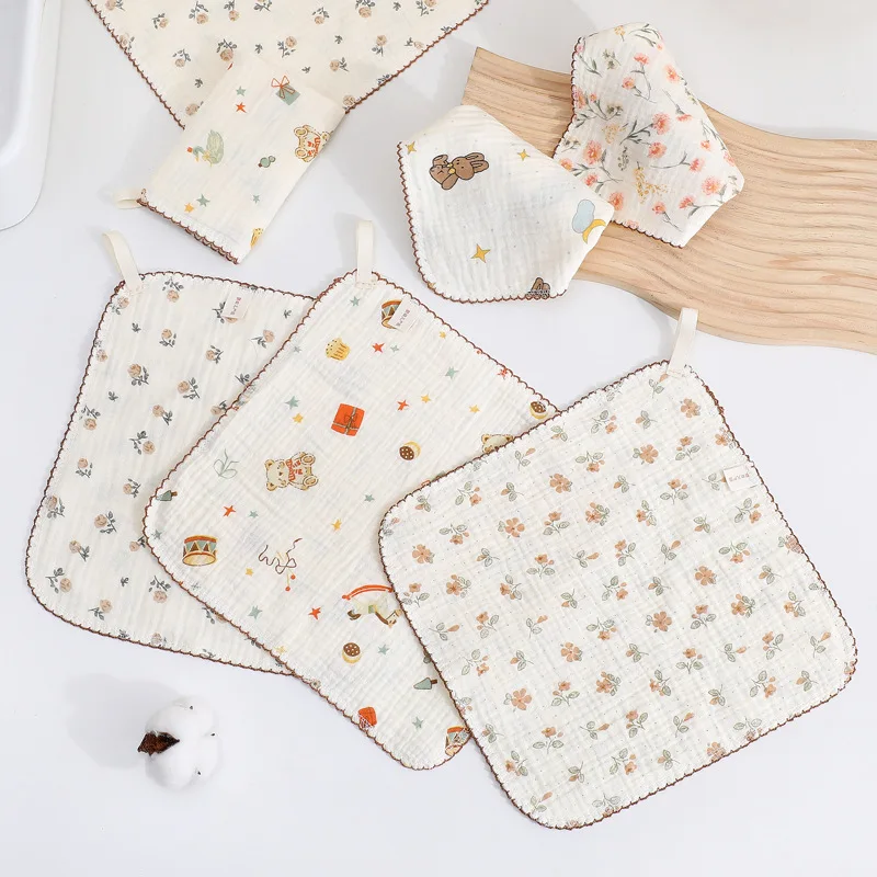 Washcloth Facecloth Baby Cotton Square Towels Handkerchief Muslin Cloth Feeding Bib Infant Wash Hand Face Wipes