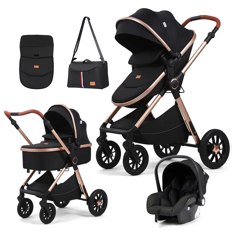 Coches Para Bebes. Luksusowy wózek dziecięcy wózek dziecięcy 4 w 1, składany wózek dziecięcy Puschair 3 w 1 z fotelikiem samochodowym