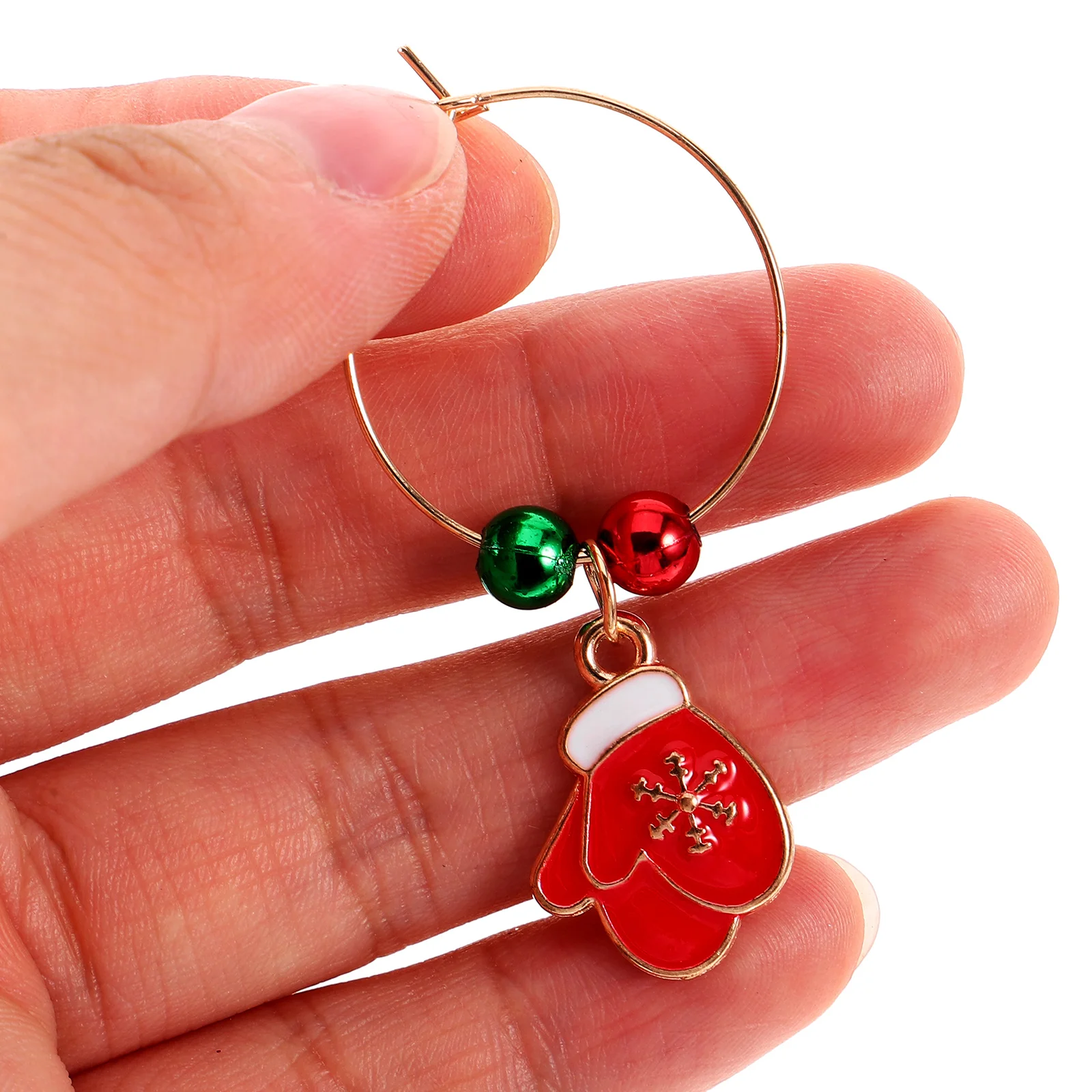 

6 Pcs Wine Glass Marker Charms Pendants Red Identification Christmas Glasses Drinkware Ring Alloy Decorations