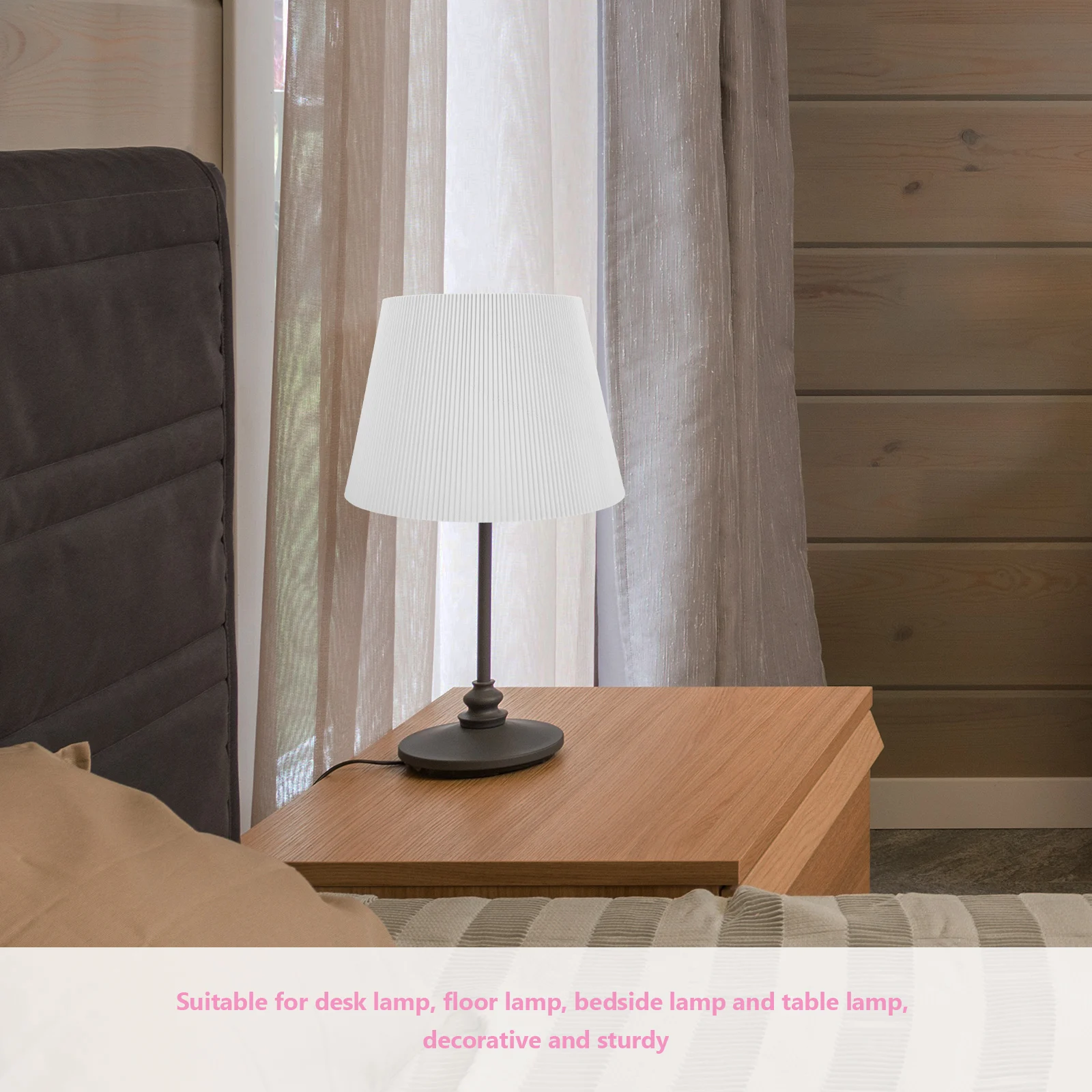 

White Fabric Lampshade Cloth Shade for Desk Floor Bedside Lamp Sturdy Vintage Replacement Light Decorative Home Style