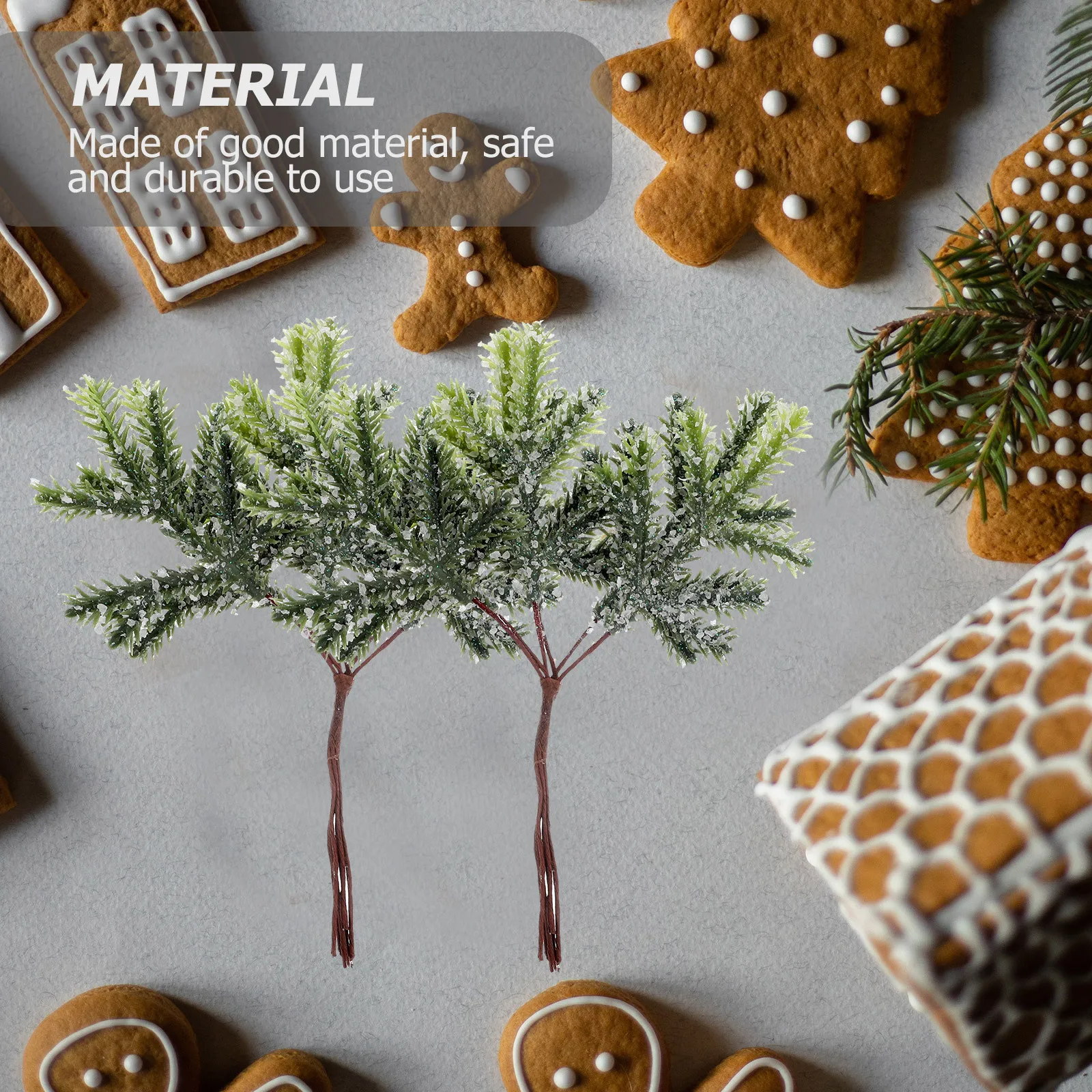 

2pcs Artificial Pine Branch Faux Pine Needles Stems For Christmas Decoration Wreath Diy Home Party Supplies Plant Arrangement